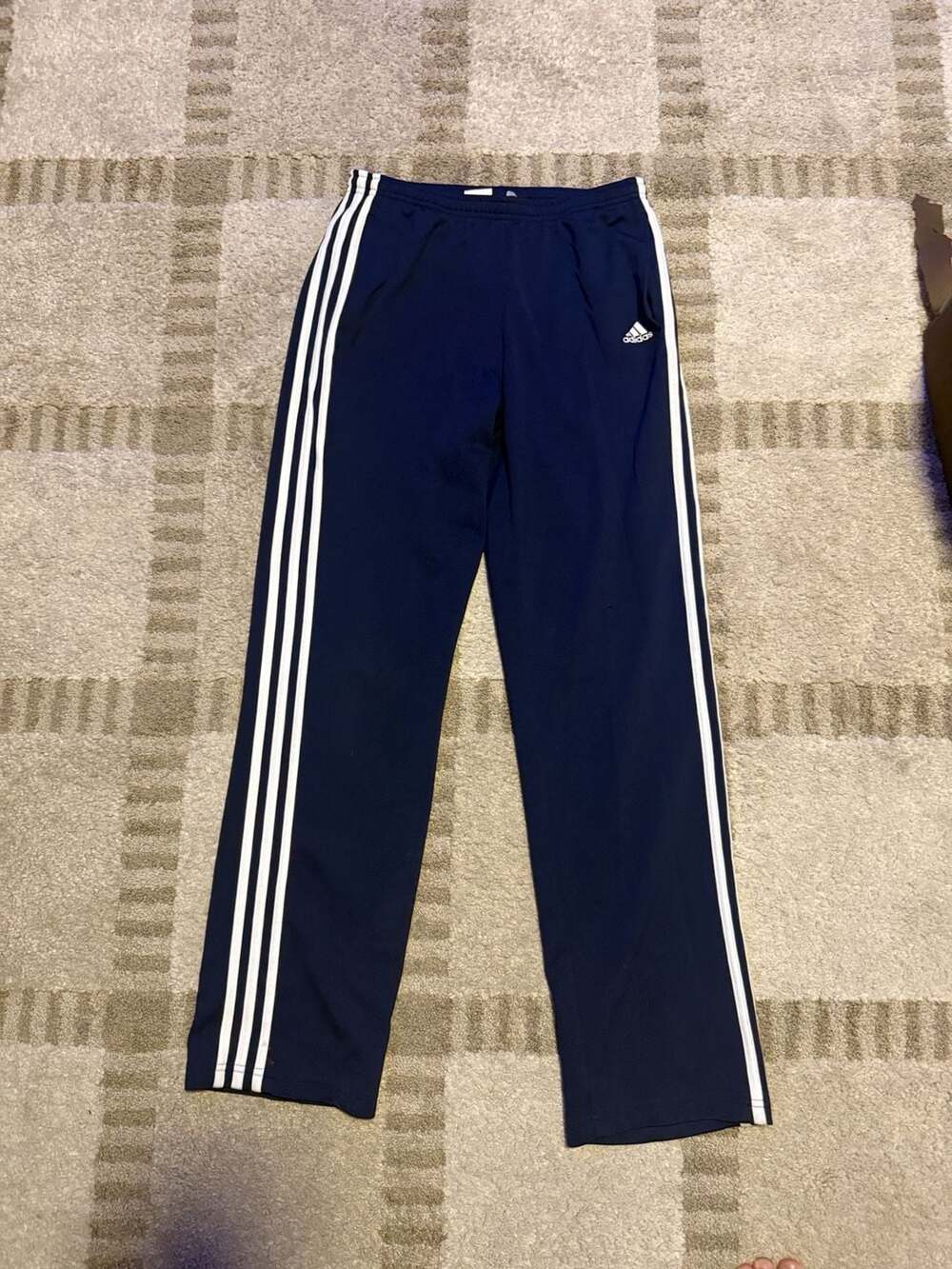 Adidas Track Pants Navy Blue White Stripe